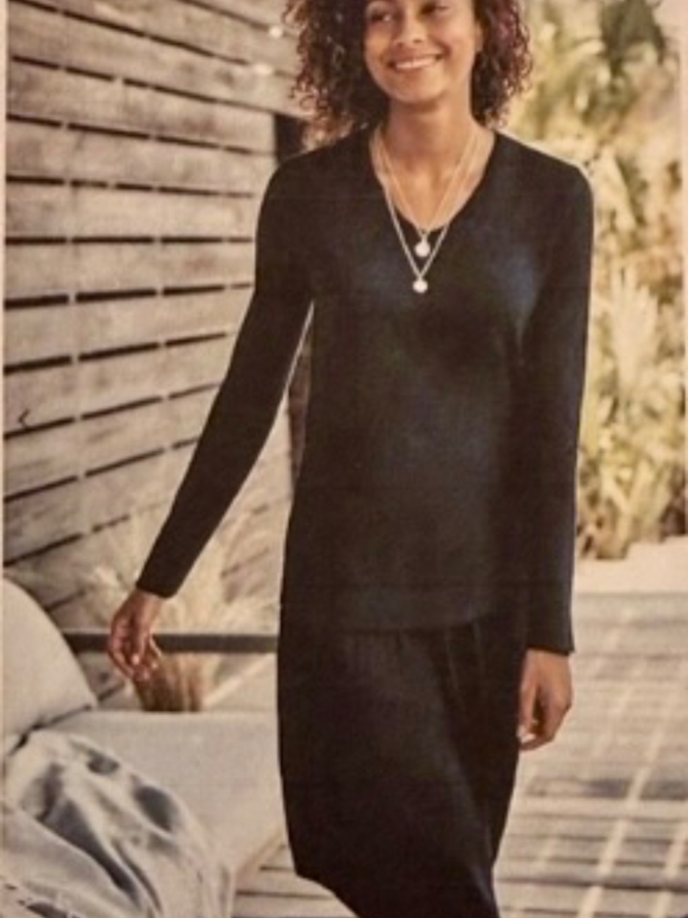 J. Jill Navy Silk Sweater and Pleated Skirt Set